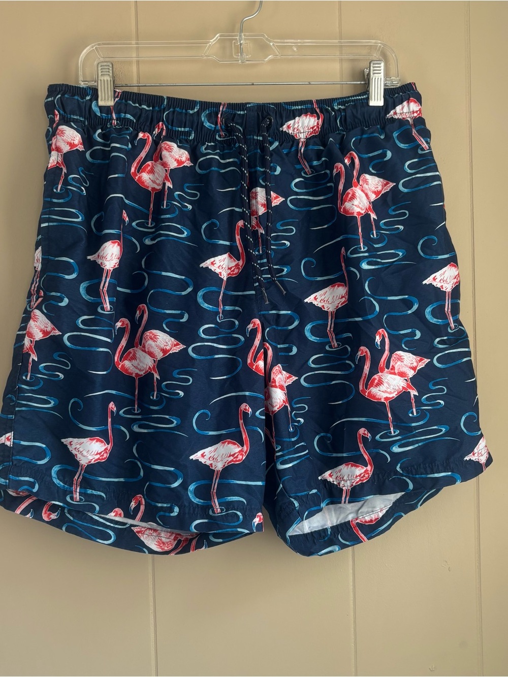 George Men's Flamingo Swim Trunks Size Large L 36-38 Navy Blue Board Shorts